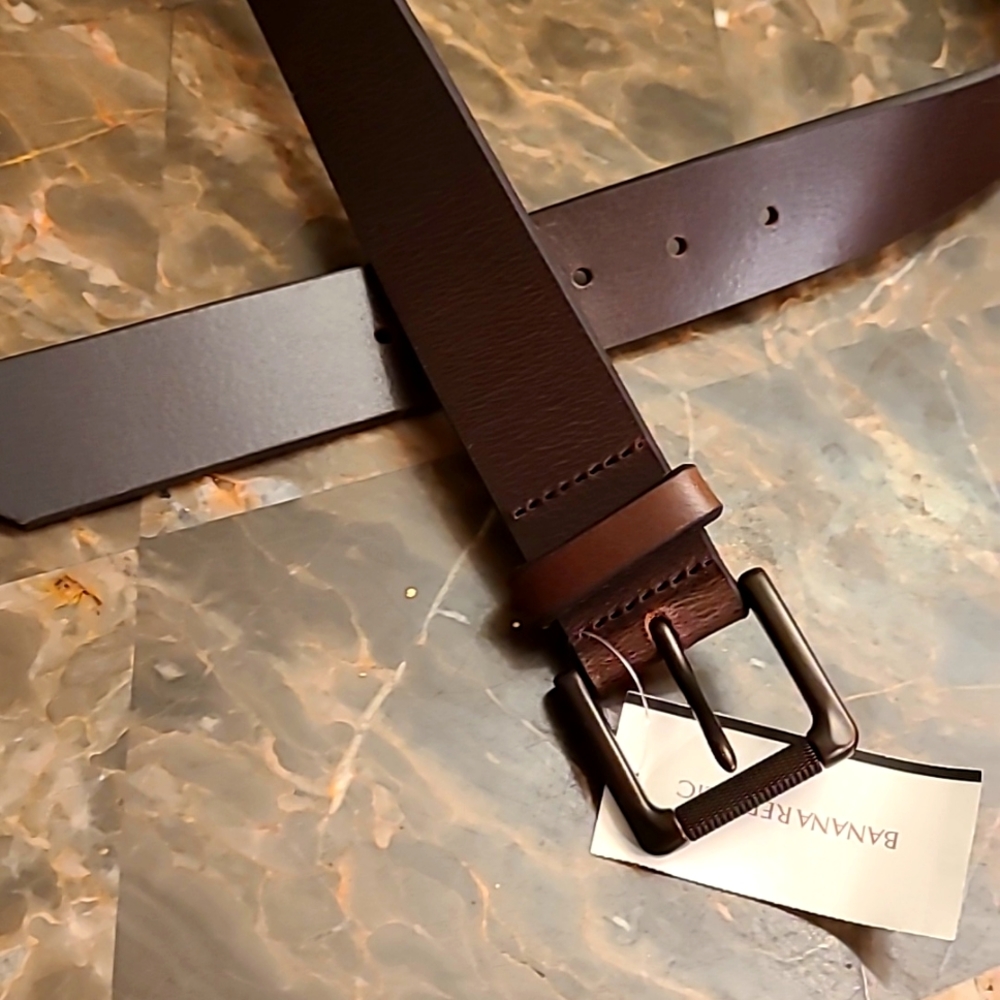 COPY - BANANA REPUBLIC dark brown genuine buffalo leather belt size 34 NEW $70